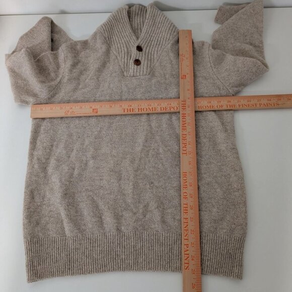 J Crew Shawl Collar Sweater Womens Size Medium Beige Neutral 100% Lambswool Knit - Picture 8 of 10